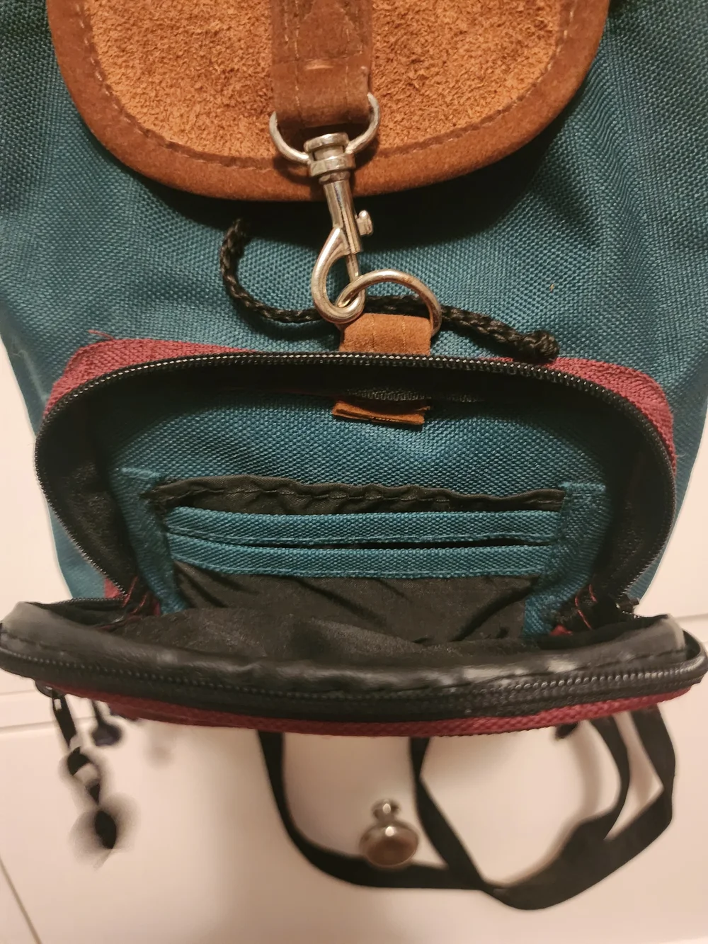 Vintage Y2K 90s Mini Backpack Shoulder Bag Suede Canvas, Green